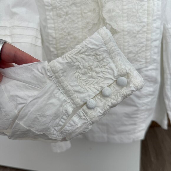 Anthropologie Delilah Pleated Lace Peasant Blouse - Picture 4 of 6